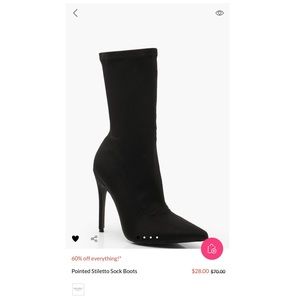 Pointed Stiletto Sock Boots from Boohoo